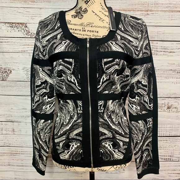 Robert Rodriguez Marbled Intarsia Graphic Jacket - Picture 1 of 12